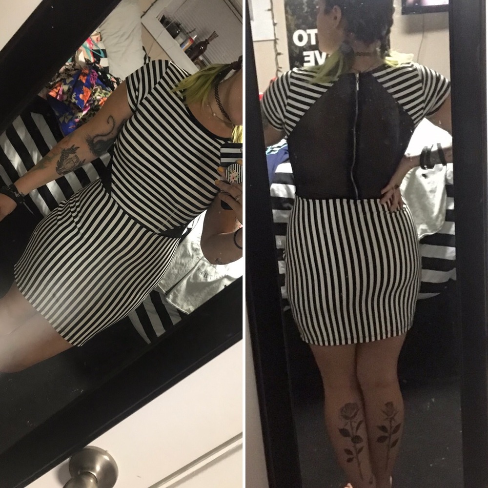 Arden B black & White striped dress